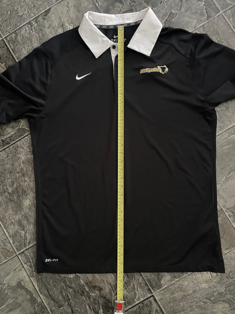 NIKE MICHIGAN TECH Black with White Contrast Collar DriFit Collegiate Sport Polo - Picture 11 of 11
